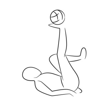 Beyaz arkaplanda el çizimi futbolcu ve futbolcu vektör çizimi