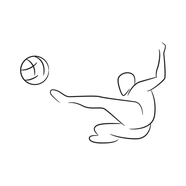 Mano Dibujado Jugador Fútbol Jugador Fútbol Vector Ilustración Sobre Fondo — Archivo Imágenes Vectoriales