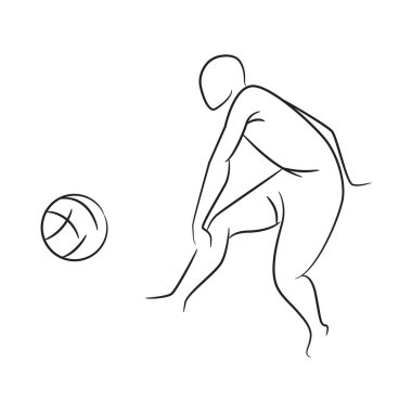 Beyaz arkaplanda el çizimi futbolcu ve futbolcu vektör çizimi