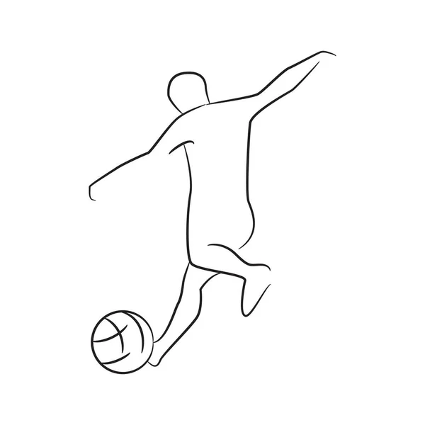 Ručně Kreslený Fotbalista Fotbalista Vektor Ilustrace Bílém Pozadí — Stockový vektor