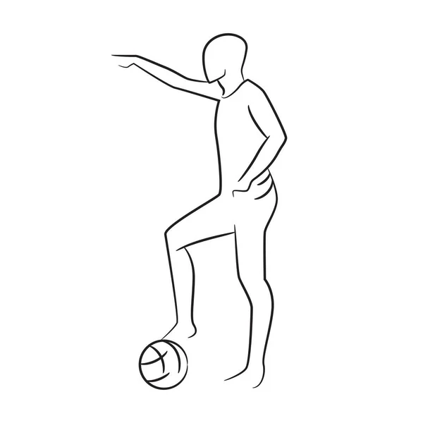 Рука Намальована Футболістка Футболістка Векторні Ілюстрації Білому Тлі — стоковий вектор