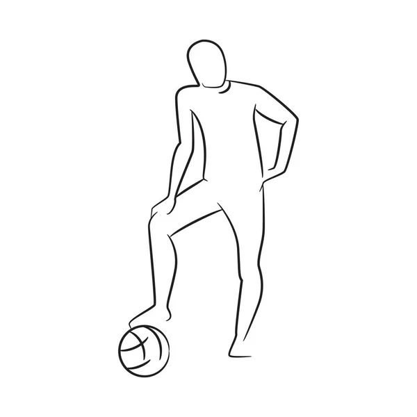 Handgezeichneter Fußballer Vektor Abbildung Des Fußballers Auf Weißem Hintergrund — Stockvektor