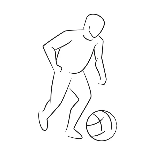 Jogador Futebol Desenhado Mão Jogador Futebol Ilustração Vetorial Sobre Fundo — Vetor de Stock