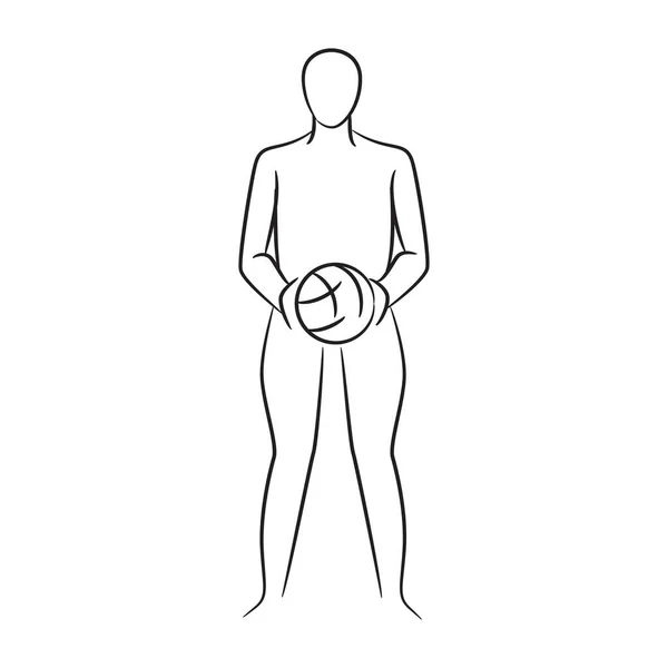 Hand Getrokken Voetballer Voetbal Speler Vector Illustratie Witte Achtergrond — Stockvector