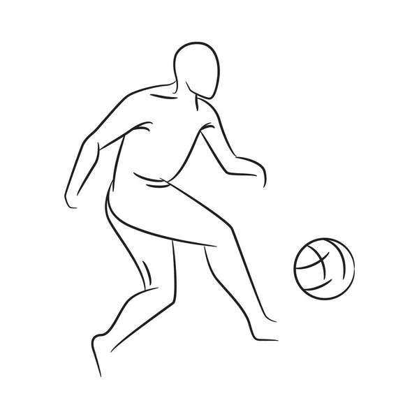 Jogador Futebol Desenhado Mão Jogador Futebol Ilustração Vetorial Sobre Fundo — Vetor de Stock