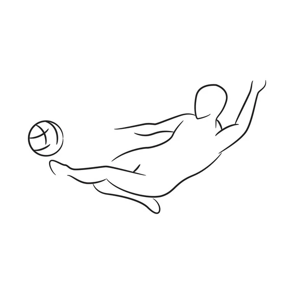 Mano Disegnato Giocatore Calcio Giocatore Calcio Vettoriale Illustrazione Sfondo Bianco — Vettoriale Stock