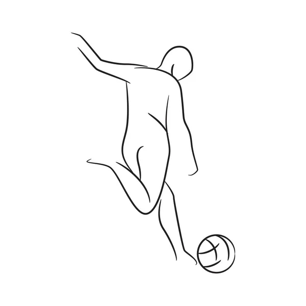 Ręcznie Rysowane Piłkarz Piłkarz Wektor Ilustracji Białym Tle — Wektor stockowy