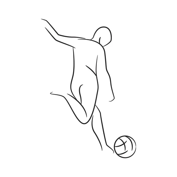 Hand Getrokken Voetballer Voetbal Speler Vector Illustratie Witte Achtergrond — Stockvector