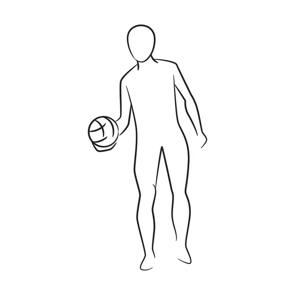 Mano Disegnato Giocatore Calcio Giocatore Calcio Vettoriale Illustrazione Sfondo Bianco — Vettoriale Stock