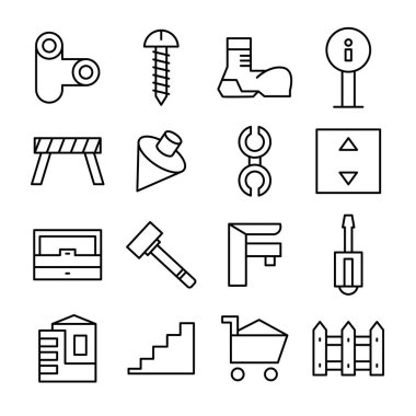 inşaat aracı simgeleri satır illüstrasyonuName