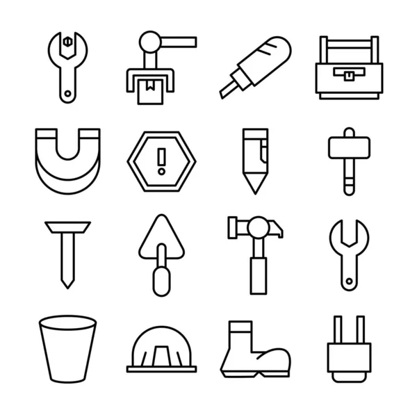 Construction Tool Icons Line Illustration — Stock Vector