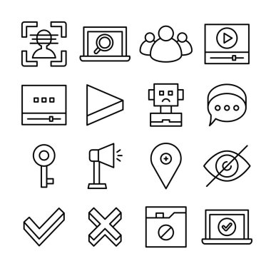 çizgi ağ ve ortam vektör simgeleri ayarlandı