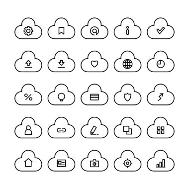 bulut sunucusu ve düğme satırı vektörü