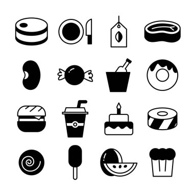 yiyecek ve mutfak gereç simgeleri ayarlandı