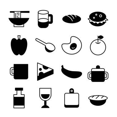 yiyecek ve mutfak gereç simgeleri ayarlandı