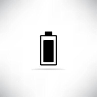 Gri arkaplan vektör çiziminde gölgesi olan pil simgesi