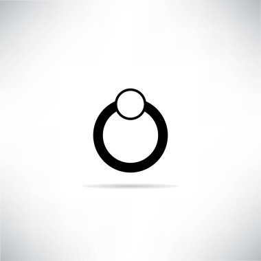 Gri arkaplan vektör illüstrasyonunda gölgesi olan halka simgesi