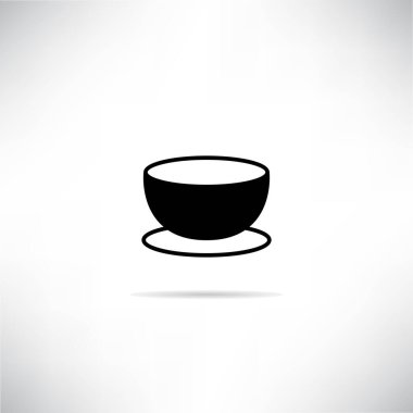 çay ya da kahve bardağı ikonu gölgeli vektör illüstrasyonu 