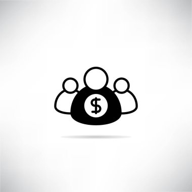 Yatırımcı grubu simgesi gri arkaplana gölge düşürdü