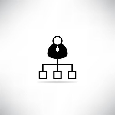 Gri arkaplanda organizasyon şeması simgesi bırakma gölgesi