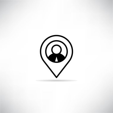 Harita pin simgesindeki insanlar gri arkaplana gölge düşürür