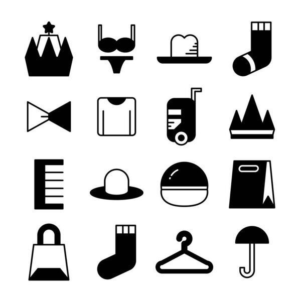 fashion and clothes icons vector set