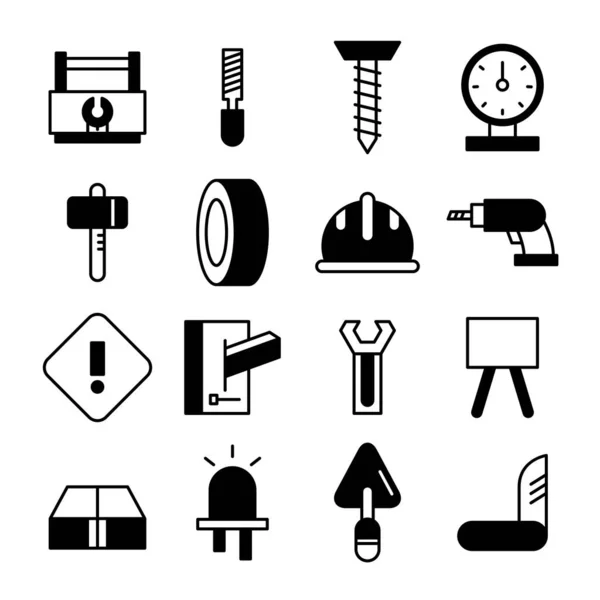 Construction Tool Engineering Icons Set Vector — Stock Vector