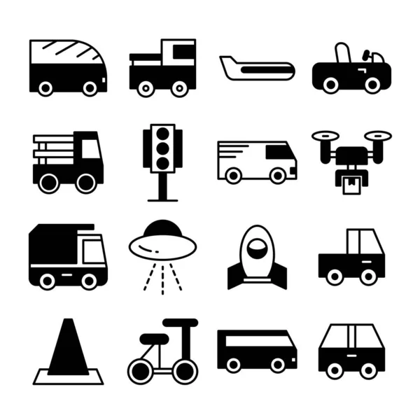 Coche Iconos Transporte Conjunto — Vector de stock