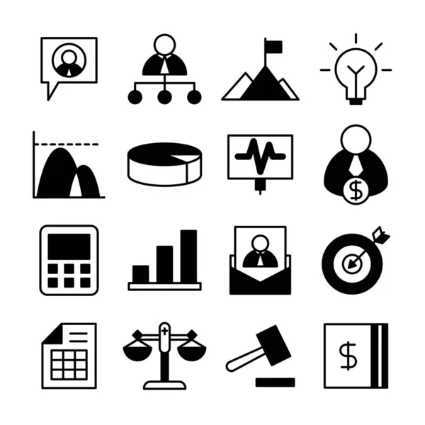 Business Office Icons Line — Stock Vector