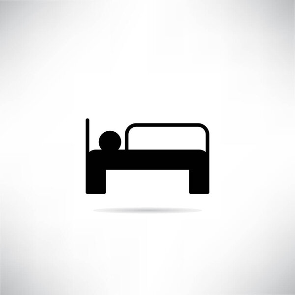 sleep and bedroom icon with shadow on gray background vector