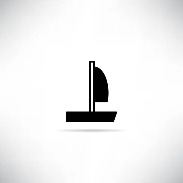 Zeilboot Pictogram Slagschaduw Grijze Achtergrond — Stockvector