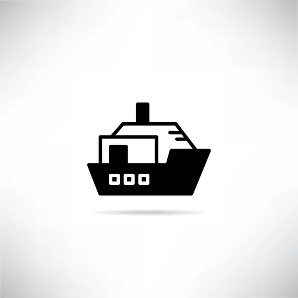 Yacht Icône Ombre Portée Sur Fond Gris — Image vectorielle