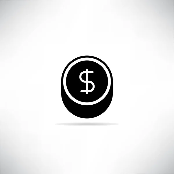 Δολάριο Εικονίδιο Πτώση Κέρμα Σκιά Γκρι Φόντο — Διανυσματικό Αρχείο