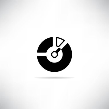 Beyaz arkaplanda gölgesi olan hız göstergesi simgesi