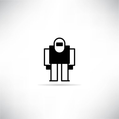 Beyaz arkaplanda gölgesi olan robot simgesi