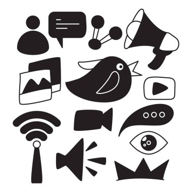 Sosyal medya, ağ ve iletişim simgeleri