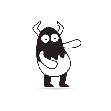 Beyaz arkaplan vektöründe sevimli canavar simgesi