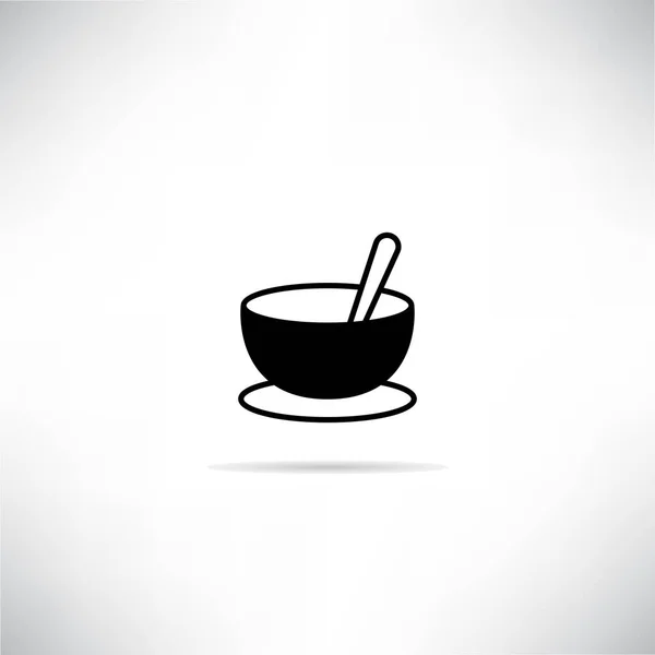 Bol Cuillère Icône Avec Ombre Sur Fond Blanc — Image vectorielle