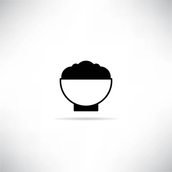 Icono Cuenco Arroz Con Ilustración Vector Sombra Gota — Vector de stock