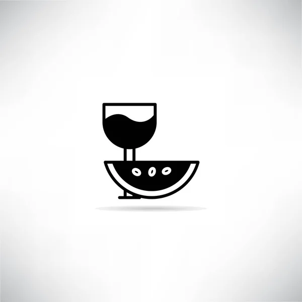 Icono Cristal Vino Con Ilustración Vector Sombra Gota — Vector de stock