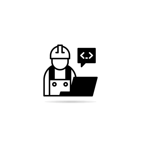 Engineer Coding Laptop Icon Vector Illustration — Stock Vector