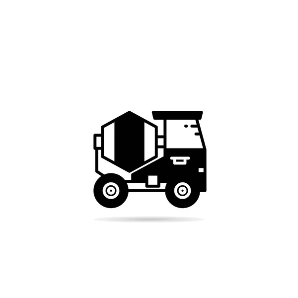 Mixer Camion Icona Con Ombra Goccia Vettoriale Illustrazione — Vettoriale Stock