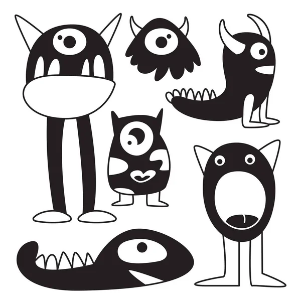 Funny Doodle Monster Characters — Stock Vector