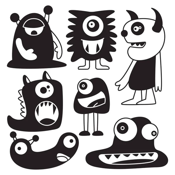 Personagens Engraçados Doodle Monstro — Vetor de Stock