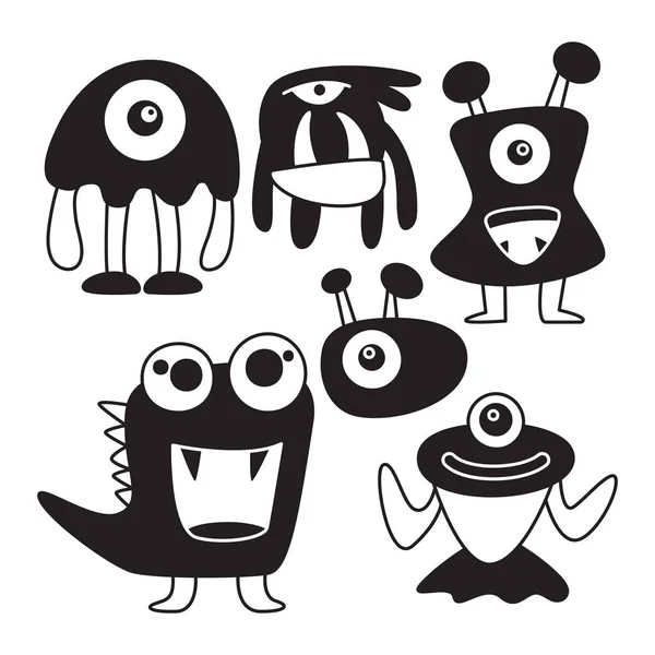 Personajes Monstruo Divertido Garabato — Vector de stock