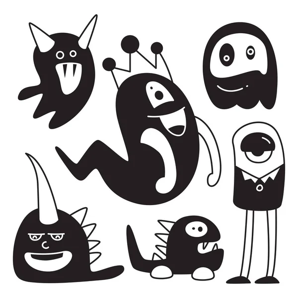 Personagens Engraçados Doodle Monstro — Vetor de Stock