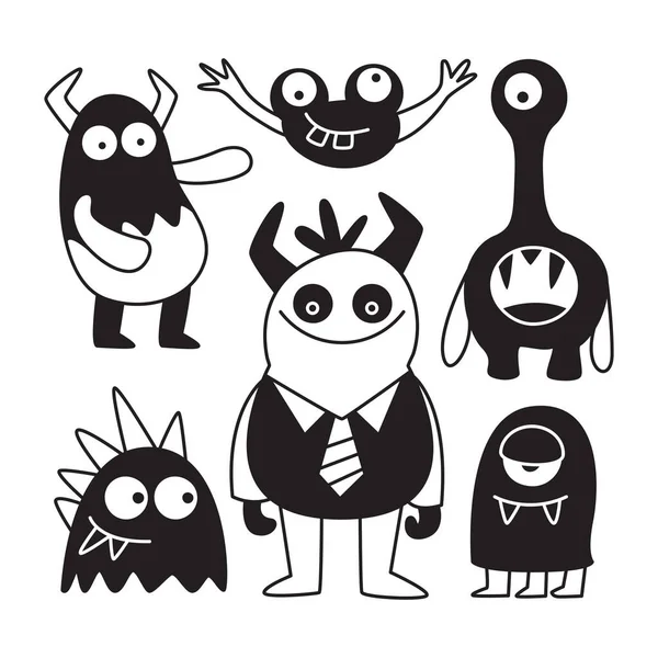 Personajes Monstruo Divertido Garabato — Vector de stock