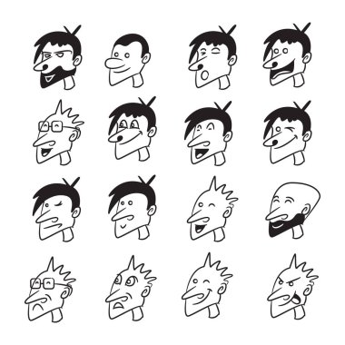 İnsanlar avatar erkek yüz portre simgeleri ayarlanır