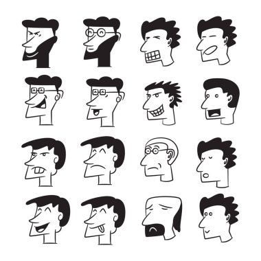 İnsanlar çizgi roman avatarları vektör kümesiyle karşı karşıya