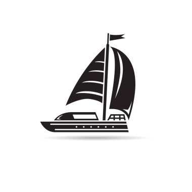 beyaz arkaplanda yelkenli simgesi vektörü